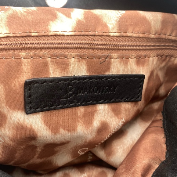 B. Makowsky Black Leather Shoulder Bag - Picture 8 of 11